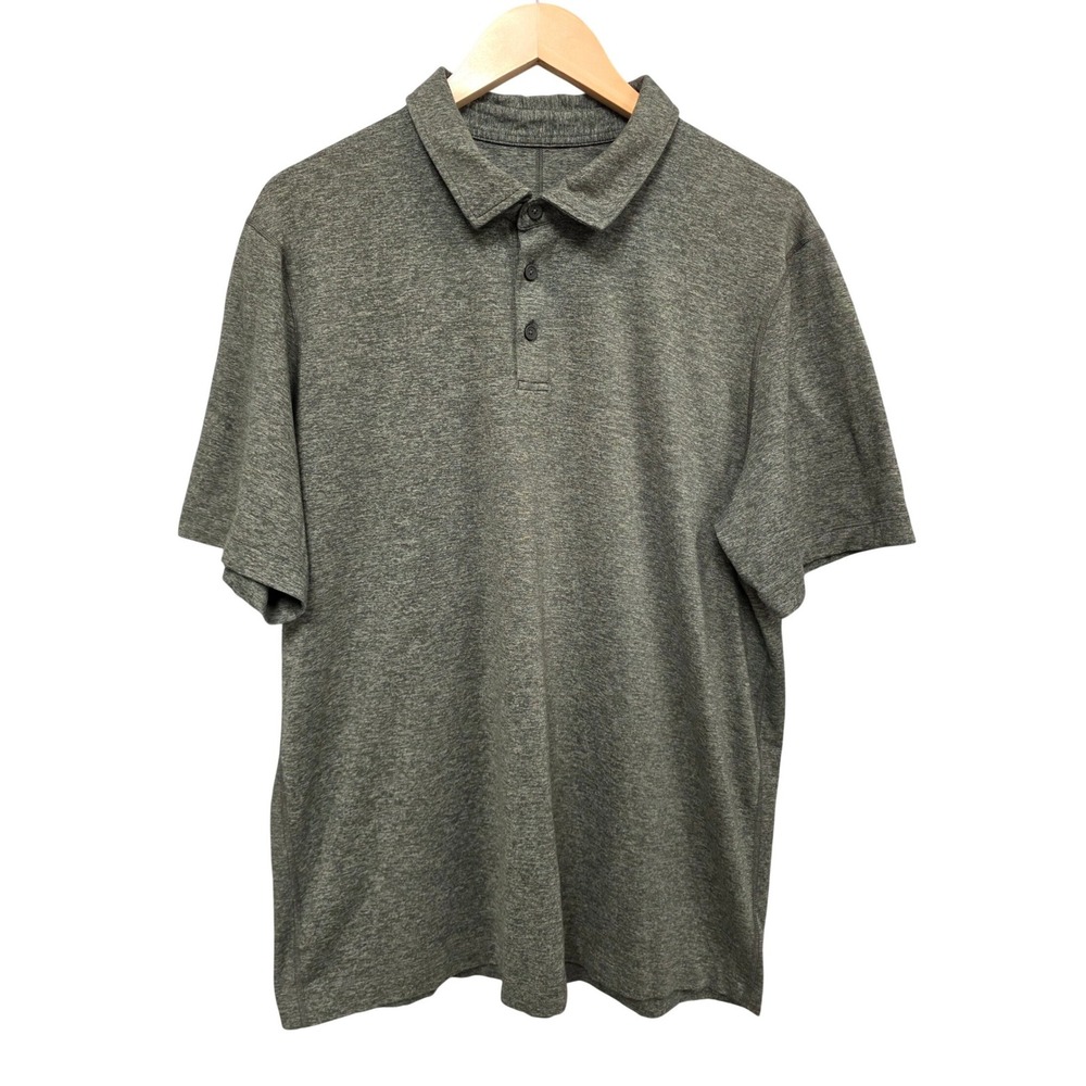 Lululemon Evolution Polo Mens XL Green Heathered Short Sleeve Golf Athletic Top